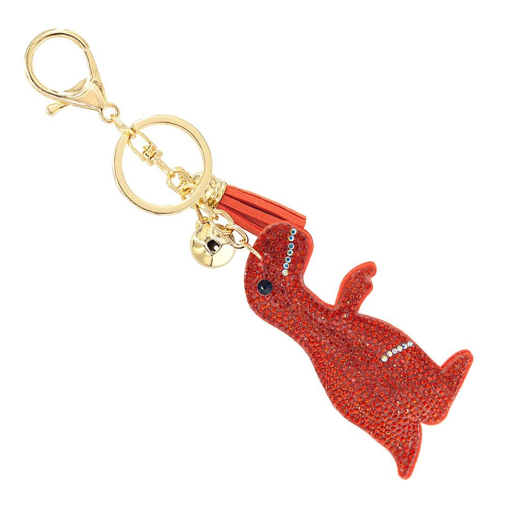 Rhinestone Studded Dinosaur Keychain With Tassel - Cowtown Bling N Things