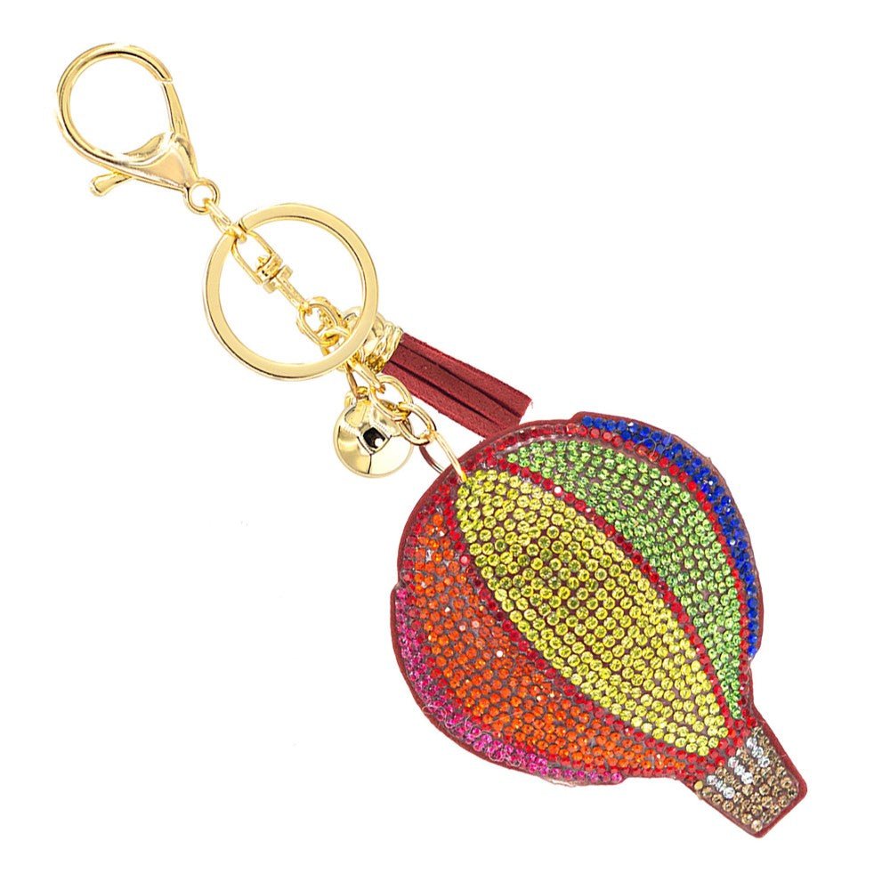 Rhinestone Studded Hot Air Balloon Keychain With Tassel - Cowtown Bling N Things