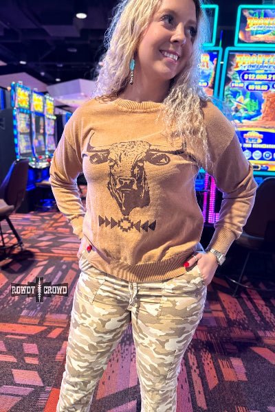 Rowdy Crowd Blazin’ Bull Sweater - Cowtown Bling N Things