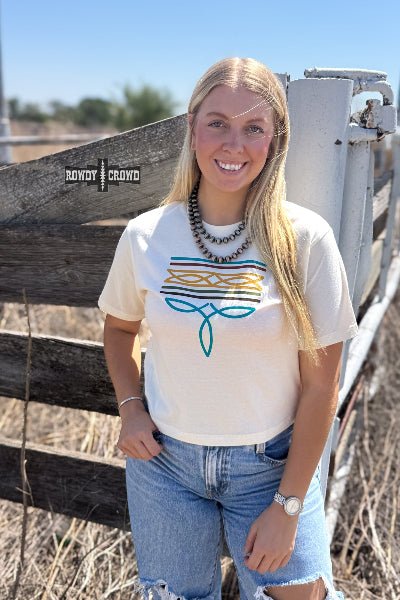 Rowdy Crowd Clothing Bonfire Boot Stitch Boxy Tee - Cowtown Bling N Things