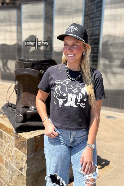 Rowdy Crowd Clothing Western Collage Boxy Tee - Cowtown Bling N Things