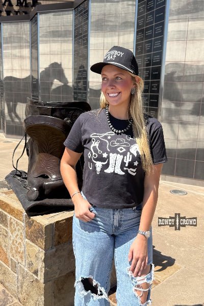 Rowdy Crowd Clothing Western Collage Boxy Tee - Cowtown Bling N Things