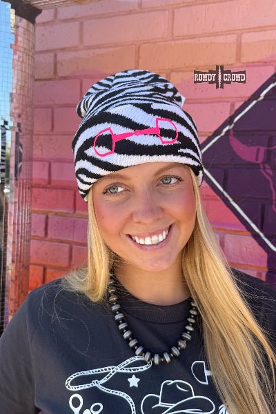 Rowdy Crowd Clothing WHITE Zebra Bit Beanie - Cowtown Bling N Things