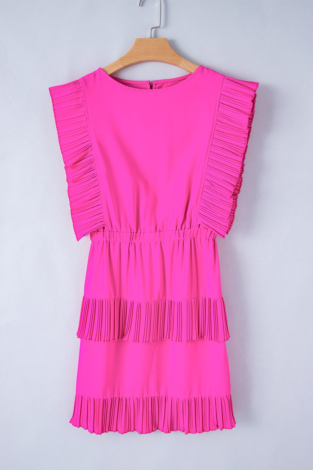 Ruched Round Neck Cap Sleeve Mini Dress - Cowtown Bling N Things