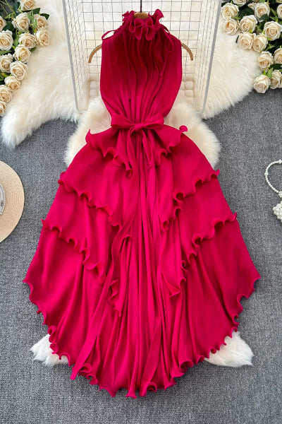 Ruffled Tiered Sleeveless Midi Dress - Cowtown Bling N Things