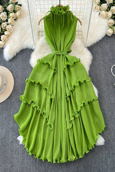 Ruffled Tiered Sleeveless Midi Dress - Cowtown Bling N Things