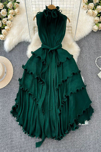 Ruffled Tiered Sleeveless Midi Dress - Cowtown Bling N Things