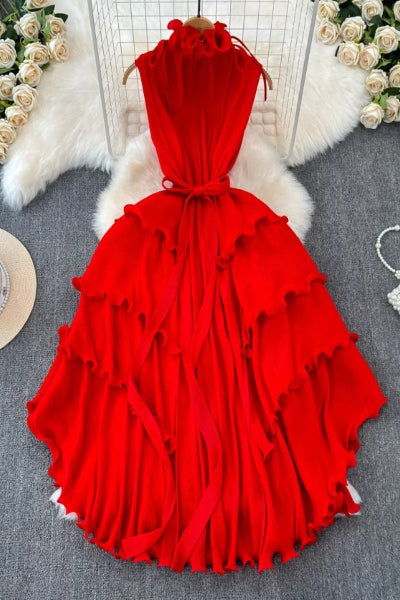 Ruffled Tiered Sleeveless Midi Dress - Cowtown Bling N Things