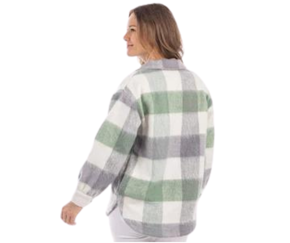 warm Gingham Plaid  Shacket with pockets and buttons