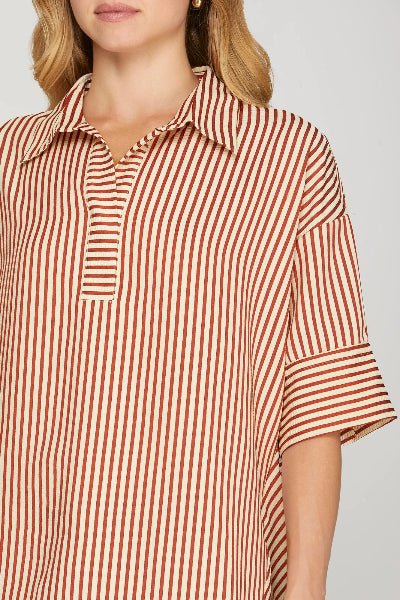 She + Sky Oversized Striped Top – Short Sleeve Chic | Cowtown Bling N Things - Cowtown Bling N Things