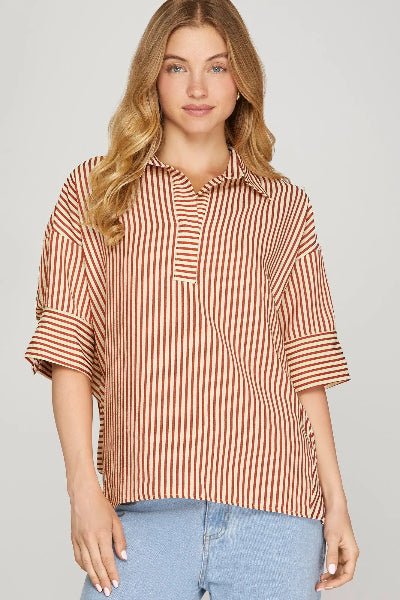 She + Sky Oversized Striped Top – Short Sleeve Chic | Cowtown Bling N Things - Cowtown Bling N Things