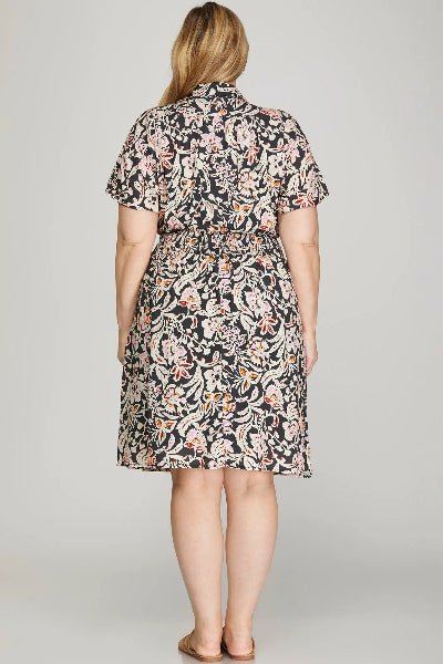 She + Sky Plus Size Woven Print Collared Dress | Boutique Casual Dress - Cowtown Bling N Things