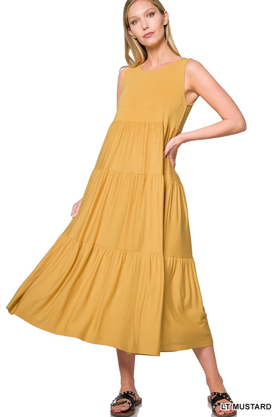 Sleeveless Tiered MIDI Dress - Cowtown Bling N Things