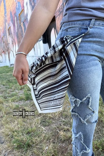 🖤 SMALL San Angelo Wild Rag – Black & White Western Stripe | Rowdy Crowd Clothing - Cowtown Bling N Things