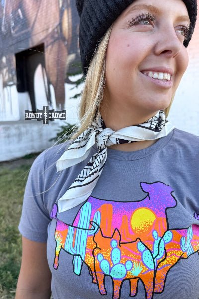🖤 SMALL San Angelo Wild Rag – Black & White Western Stripe | Rowdy Crowd Clothing - Cowtown Bling N Things