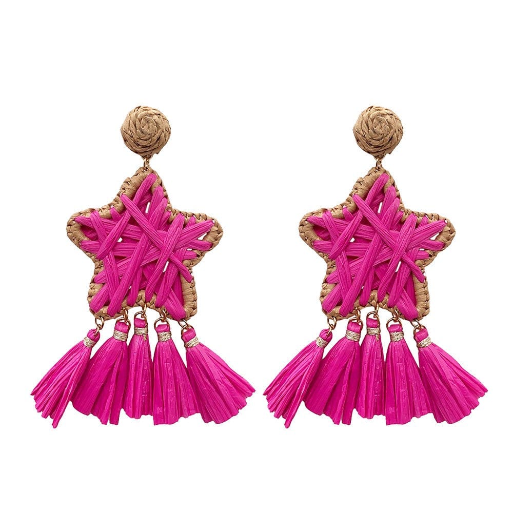 Statement Raffia Star Drop Earrings - Cowtown Bling N Things