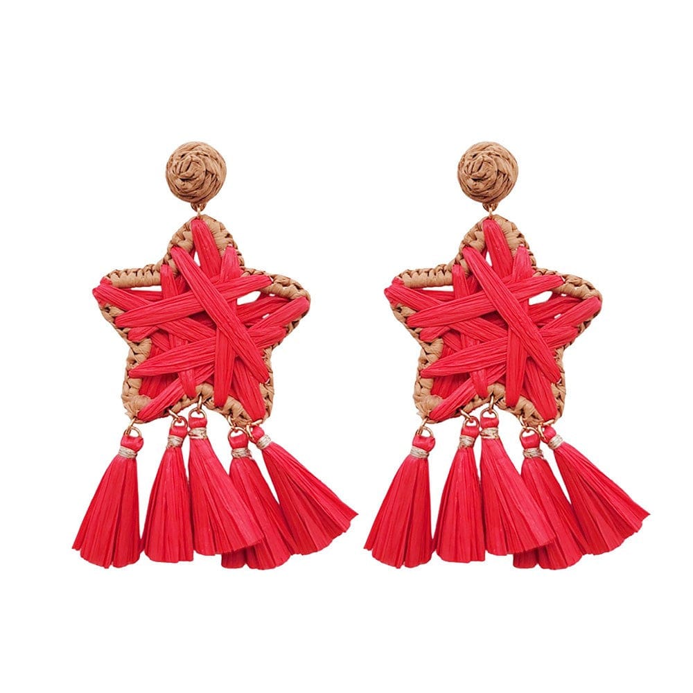 Statement Raffia Star Drop Earrings - Cowtown Bling N Things