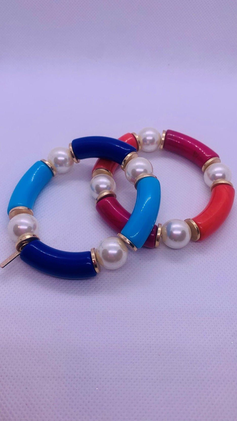 Stretch Pearl Bracelet w Gold Accent Beads - Cowtown Bling N Things