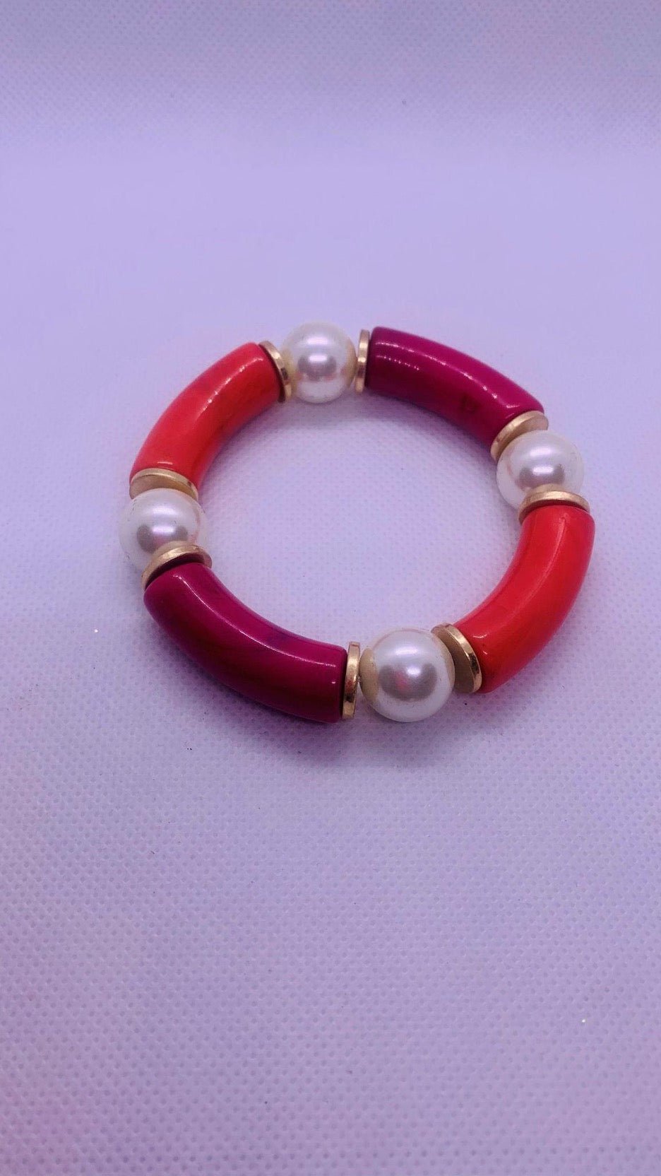 Stretch Pearl Bracelet w Gold Accent Beads - Cowtown Bling N Things