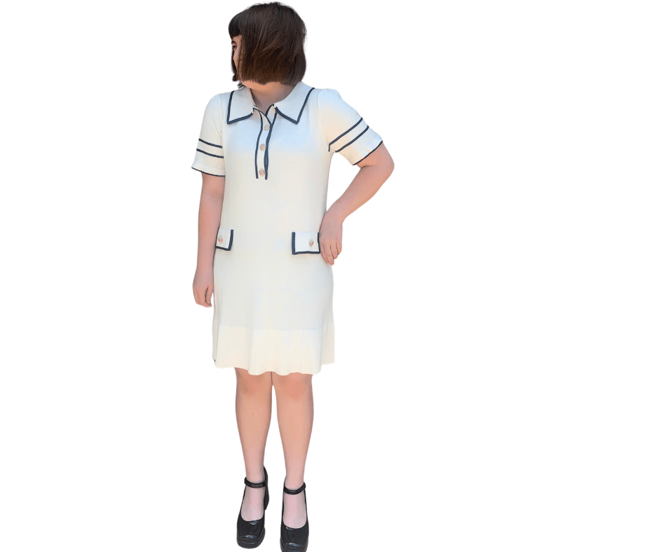 Striped Knit Statement Button Dress - Cowtown Bling N Things