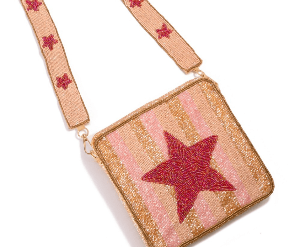 Striped Star Seed Beaded Bag - Cowtown Bling N Things