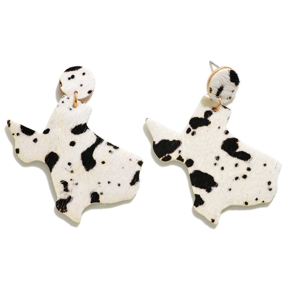 Texas Cow Print Earrings - Cowtown Bling N Things