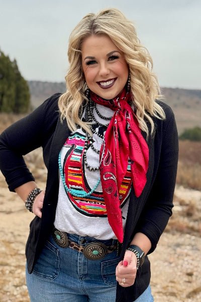 Texas True Threads |Callie Ann Stelter Lucky Serape Horseshoe | Tee | XS - 3XL - Cowtown Bling N Things
