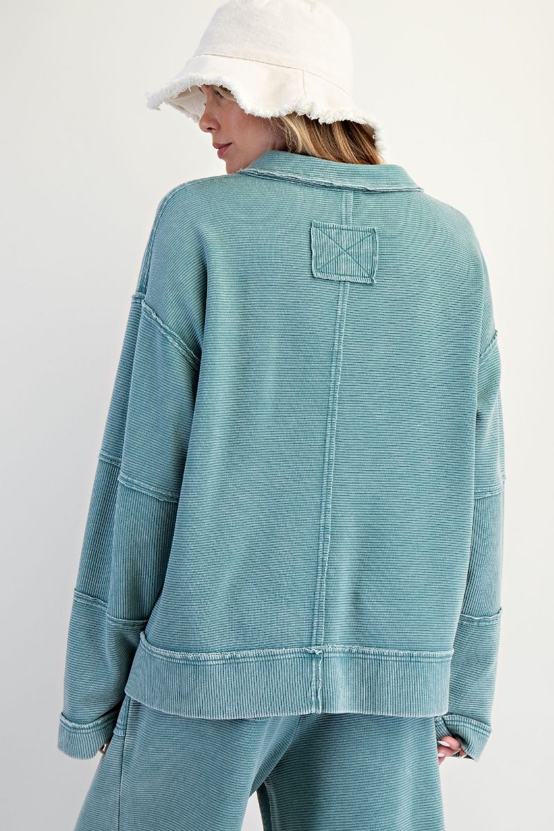 Textured Thermal Washed Pullover – Textured Knit Lounge Top | Easel - Cowtown Bling N Things