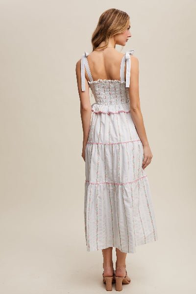 Tiered Floral Embroidered Maxi Dress 🌸 - Cowtown Bling N Things