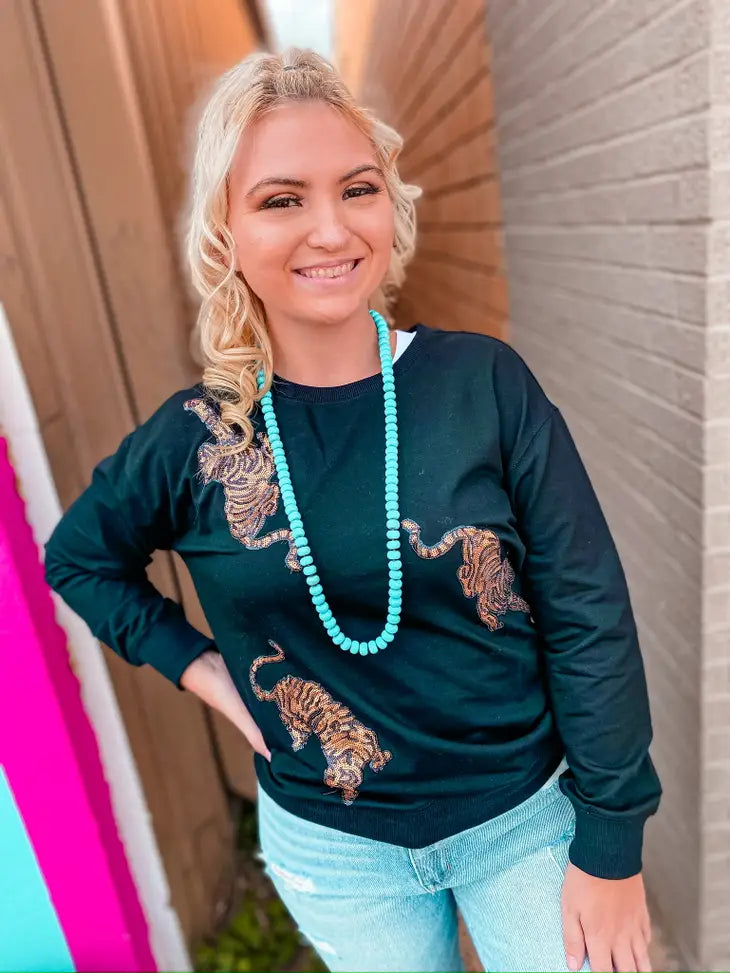 Sequin Tiger Sweater - Cowtown Bling N Things