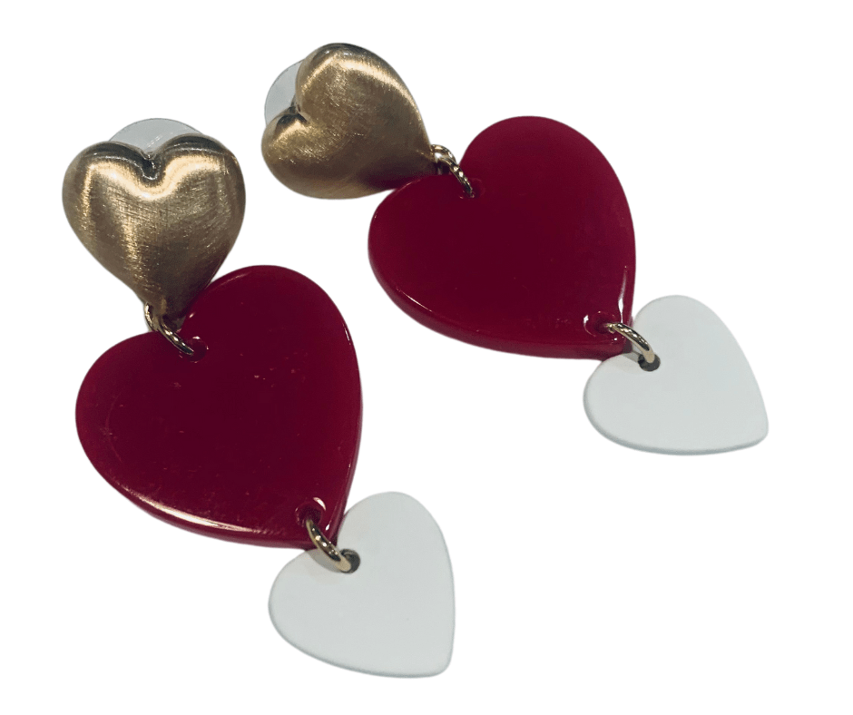 Triple Heart Drop Earrings - Cowtown Bling N Things