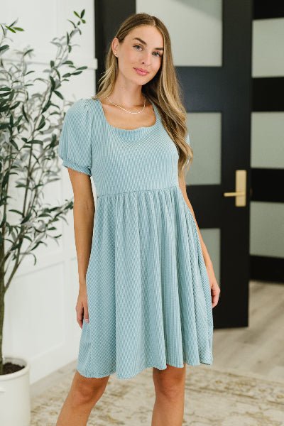 Twirlin’ Dirty Cable Ribbed Knit Dress in Sage Green - Cowtown Bling N Things