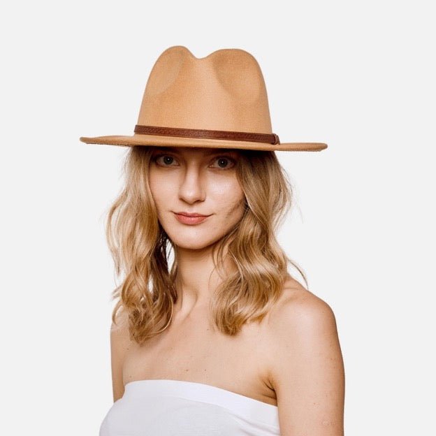 Two Tone Felt Wide Brim Hat - Cowtown Bling N Things