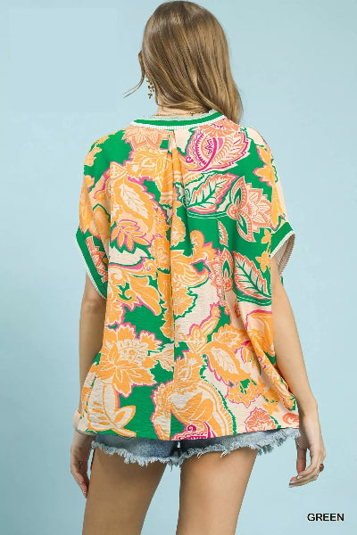 Umgee Abstract Print Oversized Top - Cowtown Bling N Things