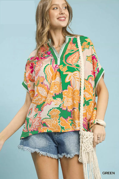 Umgee Abstract Print Oversized Top - Cowtown Bling N Things