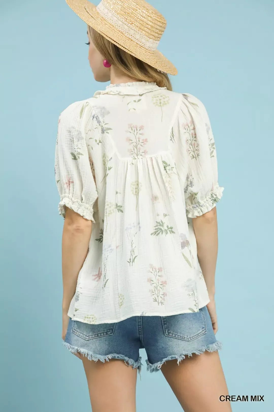 Umgee Floral Print Cotton Gauze Top - Cowtown Bling N Things
