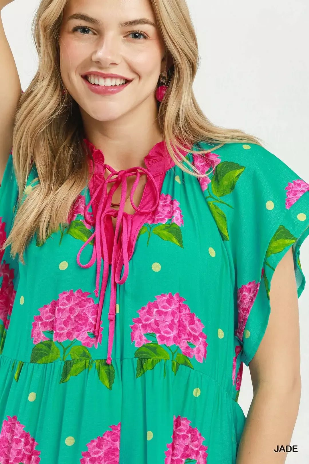 Umgee Hydrangea Print Tiered Midi Dress - Cowtown Bling N Things