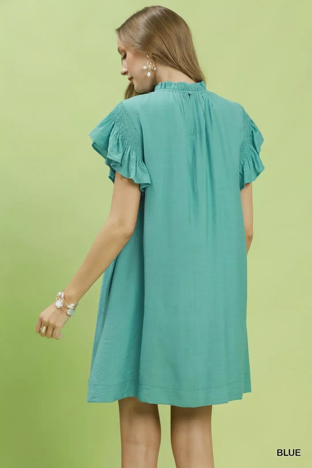 Umgee Ruffle Flutter Sleeve Dress - Cowtown Bling N Things