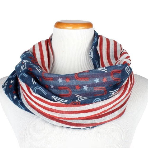 USA American Flag Printed Infinity Scarf - Cowtown Bling N Things