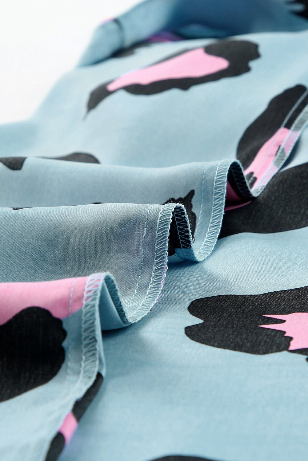 V Neck Ruched Short Sleeve Leopard Print Short Sleeve Blouse - Cowtown Bling N Things