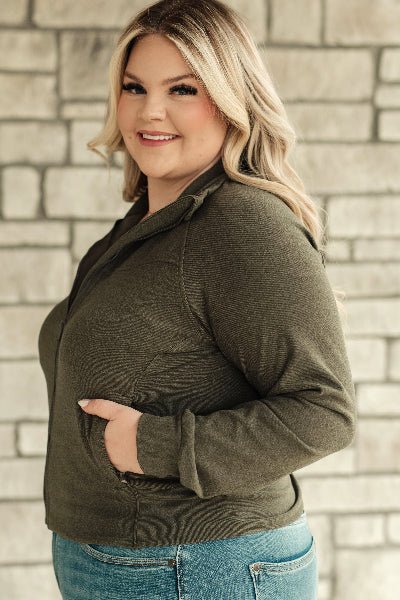 Where Are You Zip Up Jacket in Olive - Cowtown Bling N Things