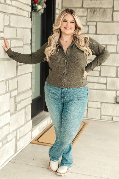 Where Are You Zip Up Jacket in Olive - Cowtown Bling N Things