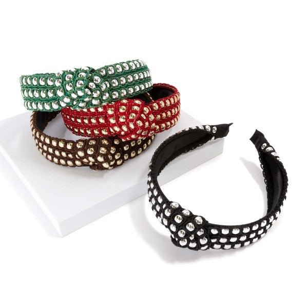 Woven Headband - Metallic Button - Cowtown Bling N Things