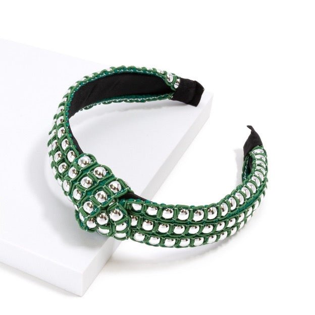Woven Headband - Metallic Button - Cowtown Bling N Things
