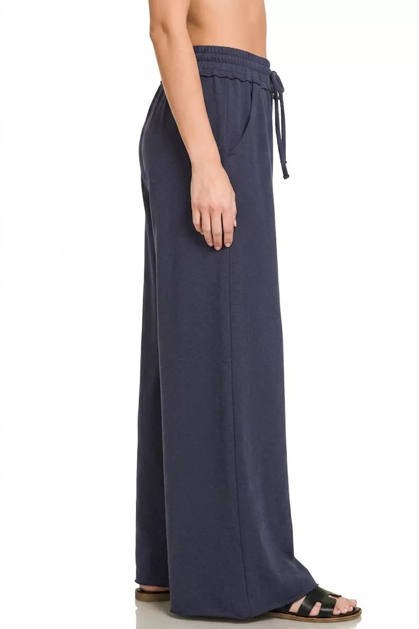 Zenana French Terry Wide Leg Sweatpants - Cowtown Bling N Things