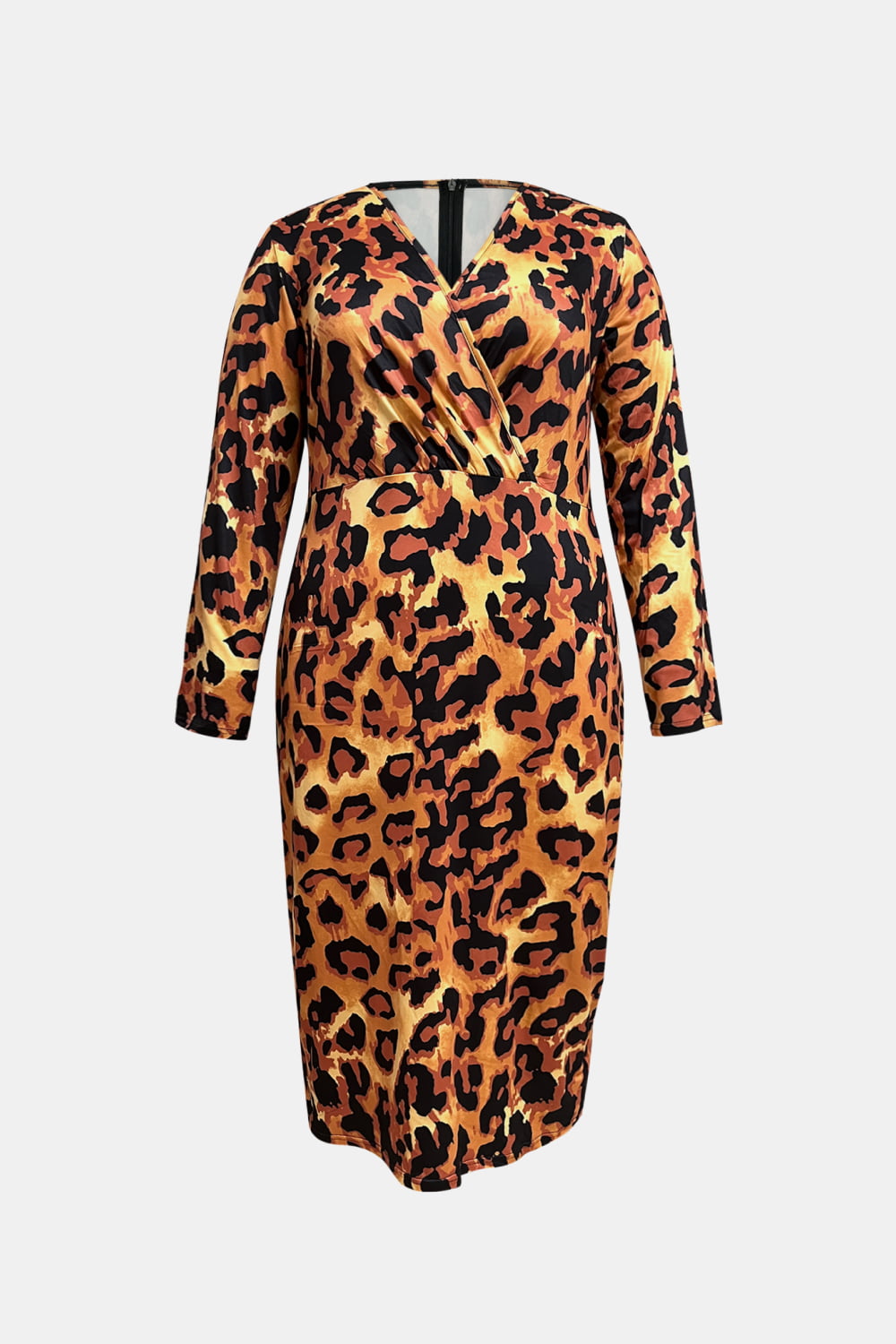 Surplice Neck Leopard Long Sleeve Dress - Cowtown Bling N Things