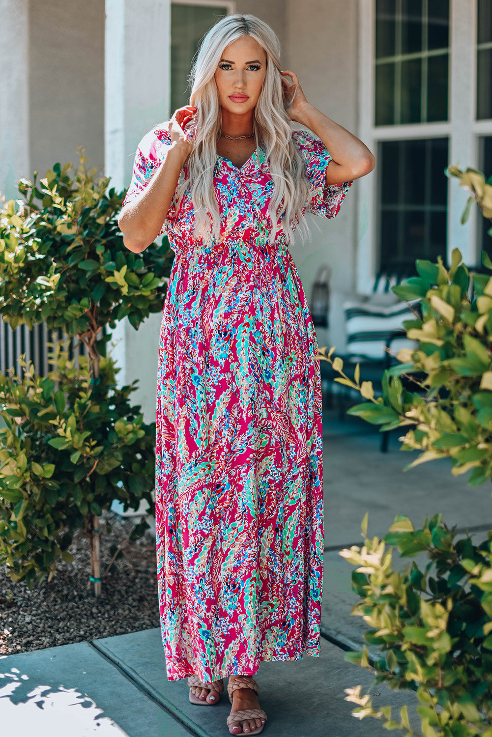 Multicolored V-Neck Maxi Dress - Cowtown Bling N Things