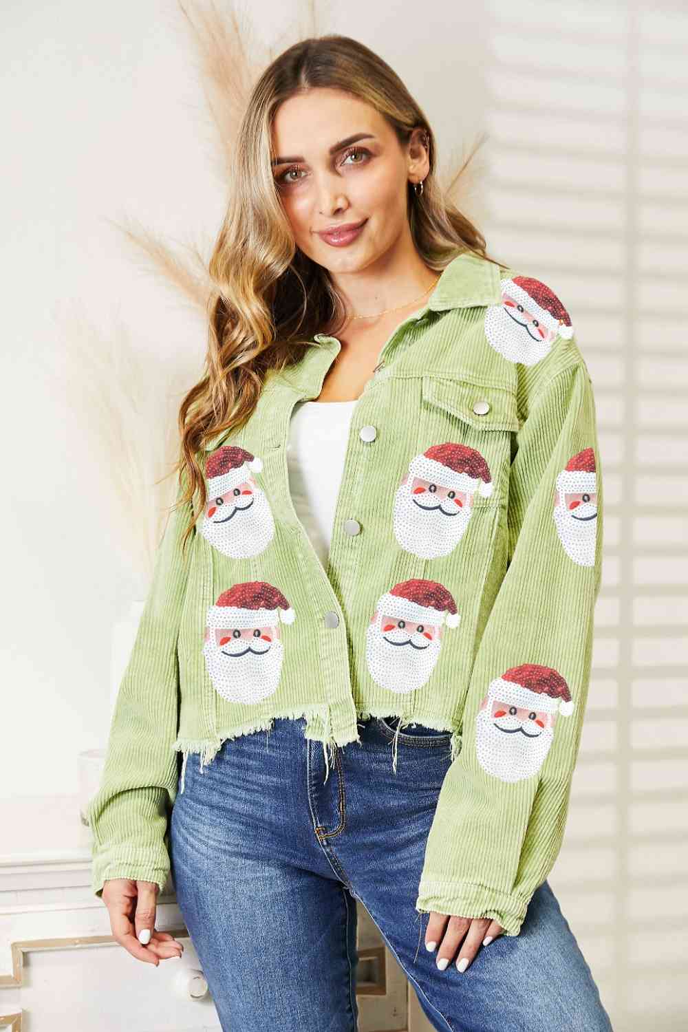 Santa Sequin Raw Hem Jacket - Cowtown Bling N Things