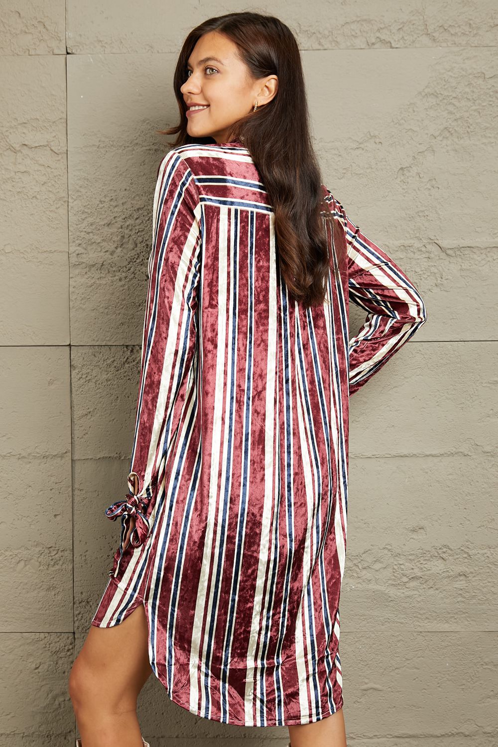 e.Luna Stripe Velvet Dress with Pockets - Cowtown Bling N Things