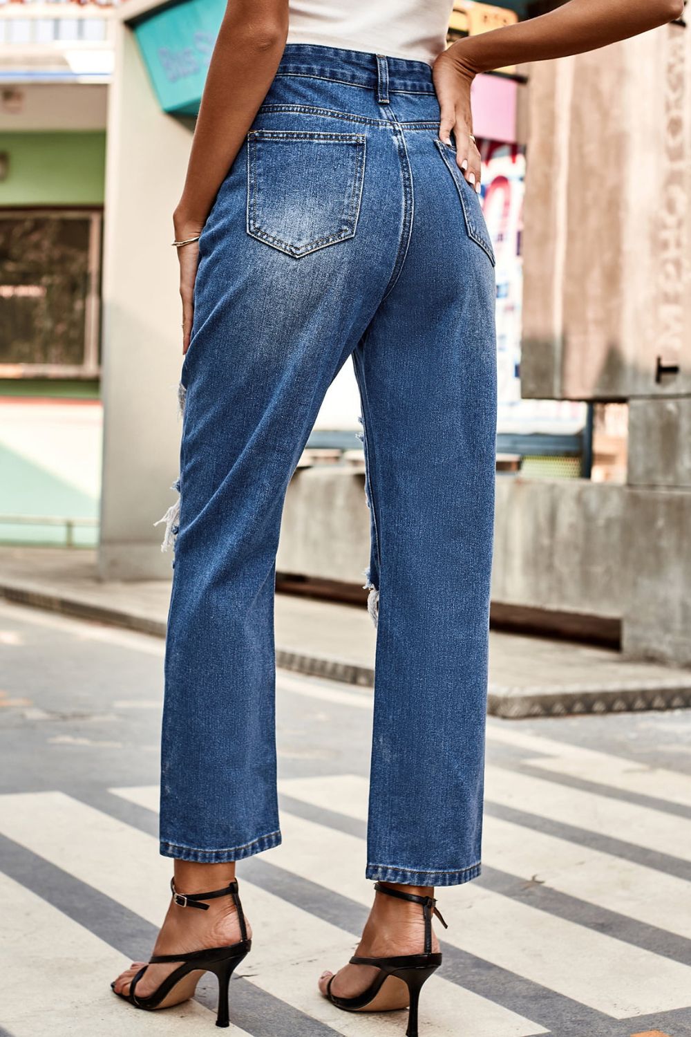 Distressed Buttoned Jeans with Pockets - Cowtown Bling N Things